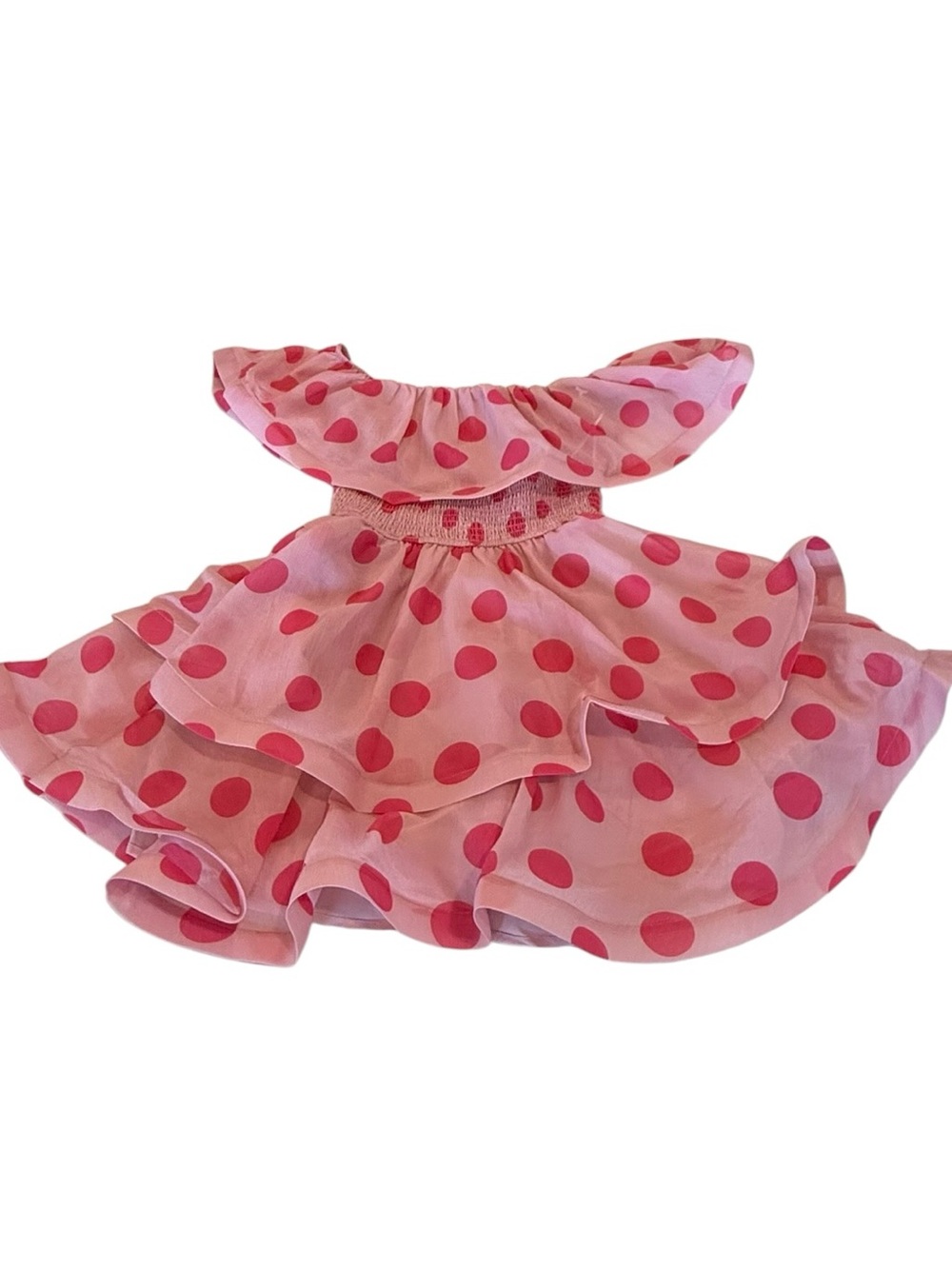NWT ELLIATT Sola Georgette Polka Dot Off-The-Shoulder Pink Mini Dress $298 - Picture 9 of 13